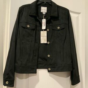 NWT Tommy Bahama Black Micro-Suede jean jacket